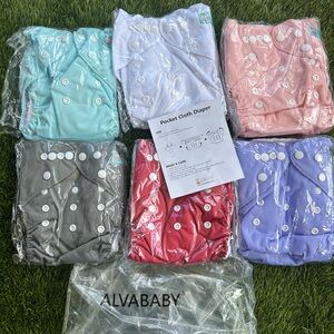ALVABABY Pocket Cloth Diaper Set of 6 - Assorted Colors